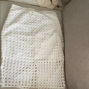 Banana Republic White Eyelet Circle Pencil Skirt